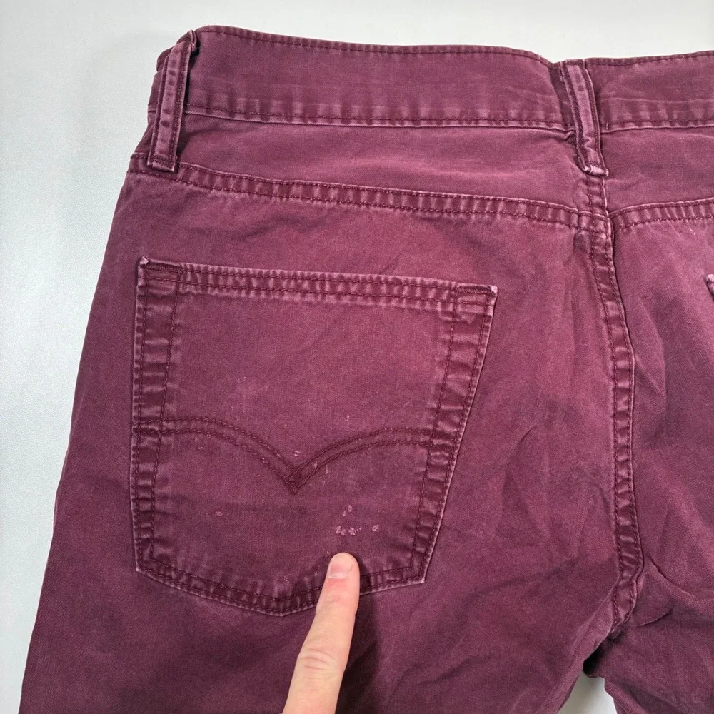 Levi's 513 Slim Straight Jeans 32x29 Burgundy Maroon USA Cowboy